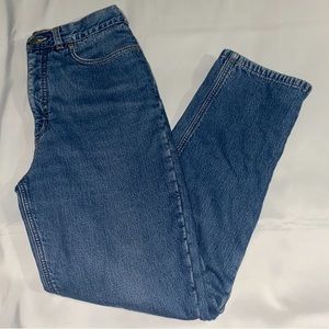 Vintage Lands’ End Fleece Lined High Rise Straight Leg Blue Denim Jeans